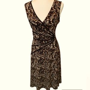 CONNECTED Black and Brown Sleeveless Jersey Dress Size 10